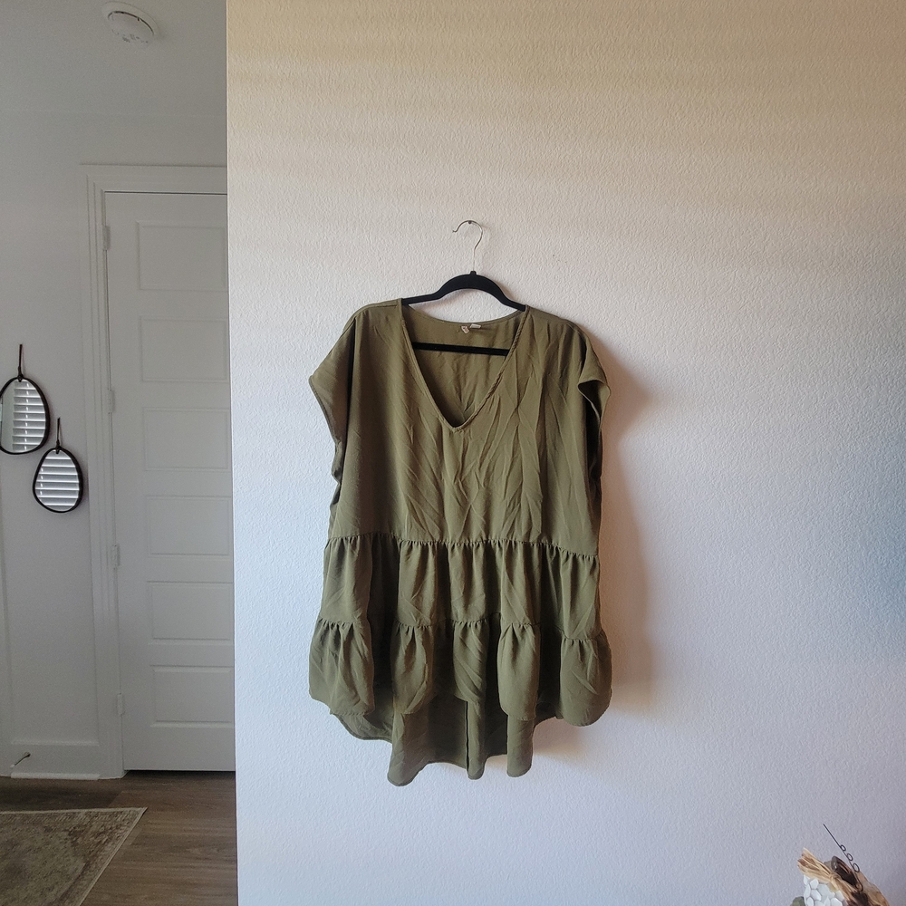 Cato Olive Green V-Neck Blouse